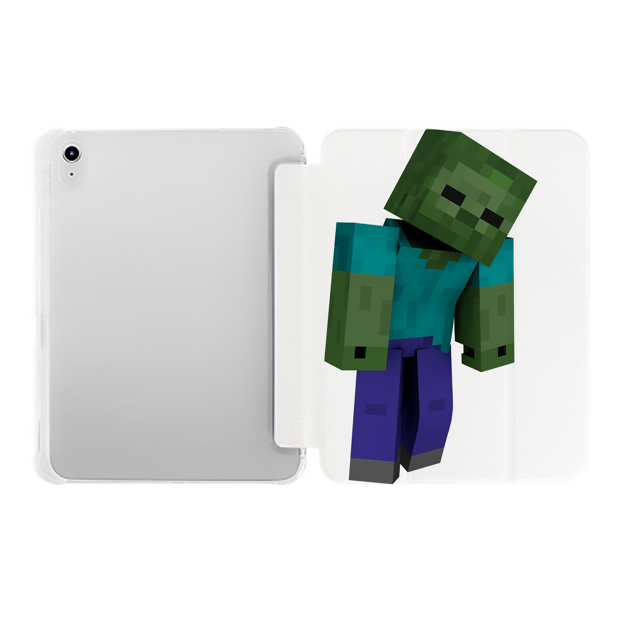 （画像用） マインクラフト ブロックの世界 Minecraft MC Block world IPad ケース ペン収納付き 三つ折りスタンド PUレザー×シリコン 対応機種9.5/10.5/10.9インチ